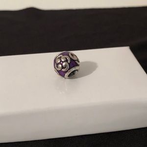 Purple Marble Design Cylinder Pandora Charm
